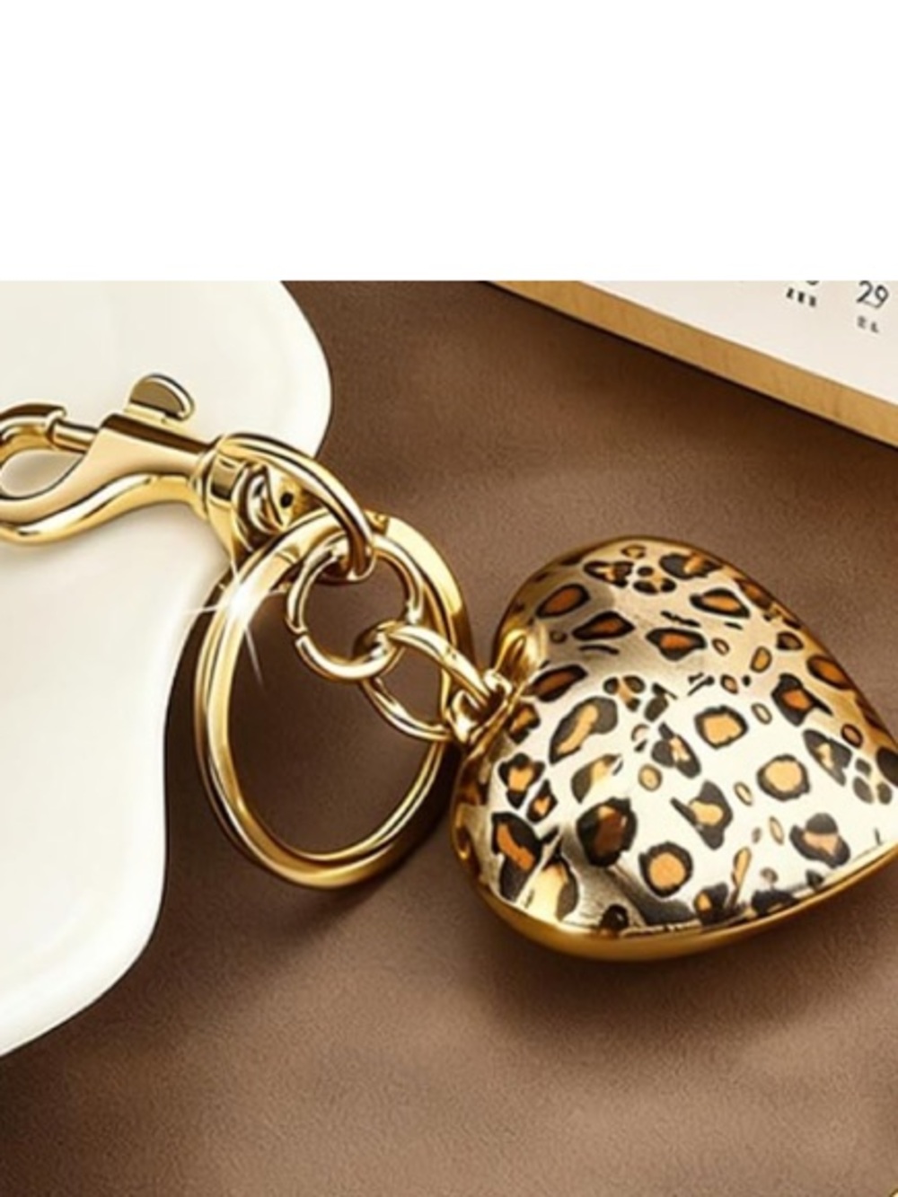 Leopard Heart purse/bag Charm Keychain